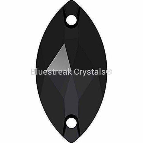 Swarovski Sew On Crystals Navette (3223) Jet UNFOILED-Swarovski Sew On Crystals-12mm - Pack of 4-Bluestreak Crystals