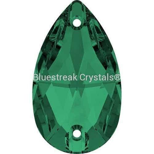 Swarovski Sew On Crystals Peardrop (3230) Emerald-Swarovski Sew On Crystals-12x7mm - Pack of 2-Bluestreak Crystals