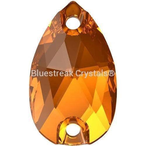 Swarovski Sew On Crystals Peardrop (3230) Light Amber-Swarovski Sew On Crystals-12x7mm - Pack of 2-Bluestreak Crystals