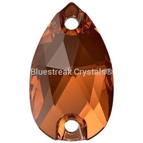 Swarovski Sew On Crystals Peardrop (3230) Smoked Amber-Swarovski Sew On Crystals-12x7mm - Pack of 2-Bluestreak Crystals
