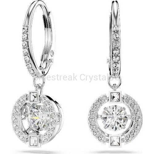 Swarovski Sparkling Dancing Drop Earrings Round Cut White Rhodium Plated-Swarovski Jewellery-Bluestreak Crystals