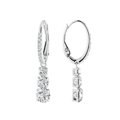 Swarovski Stilla Attract Hoop Earrings Round Cut White Rhodium Plated