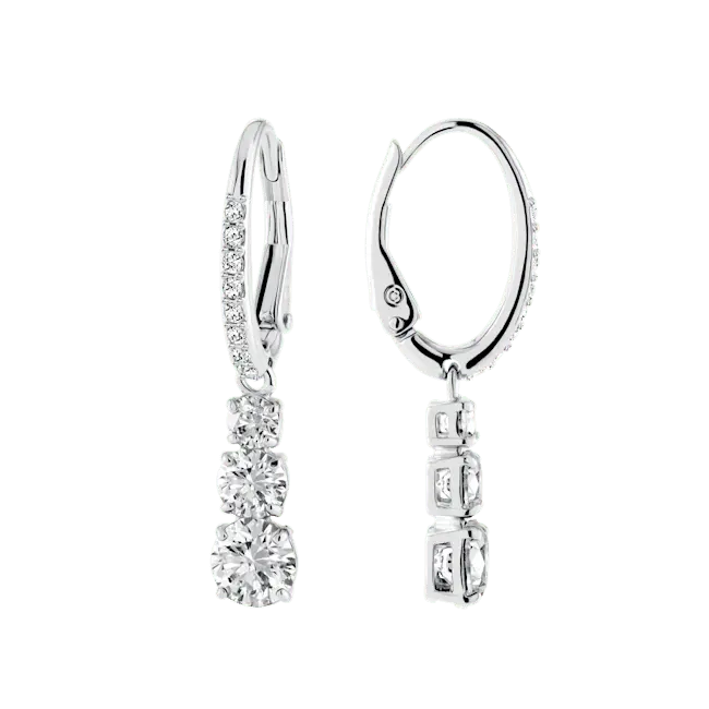 Swarovski Stilla Attract Hoop Earrings Round Cut White Rhodium Plated - Bluestreak Crystals