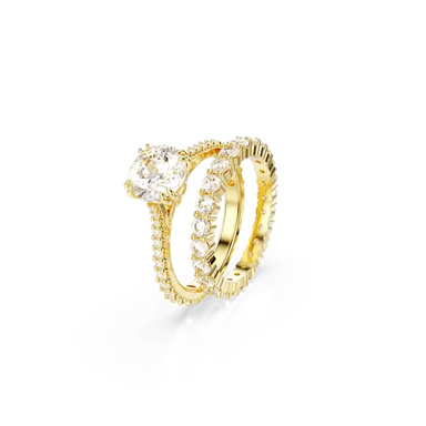 Swarovski Stilla Ring Round Cut White Gold-Tone Plated - Bluestreak Crystals