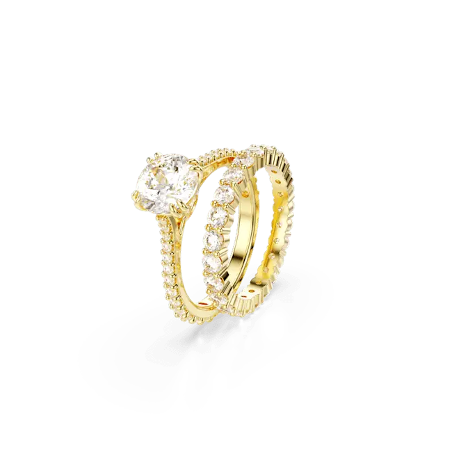 Swarovski Stilla Ring Round Cut White Gold-Tone Plated - Bluestreak Crystals