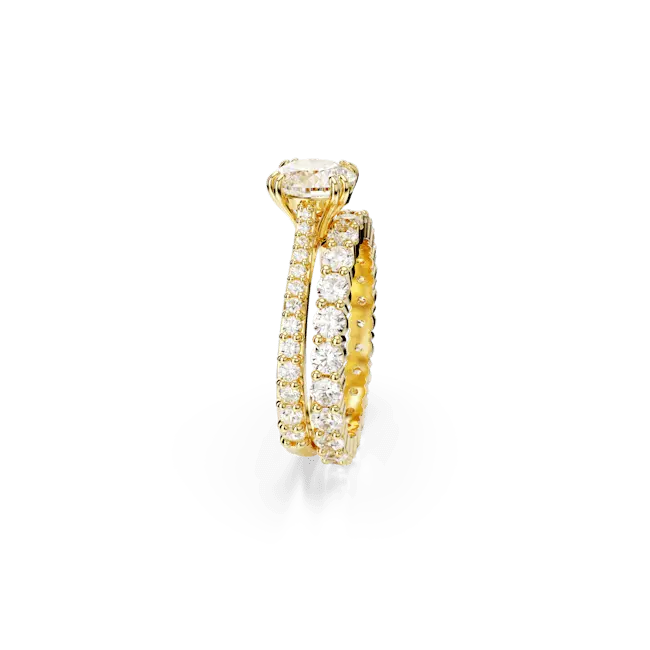 Swarovski Stilla Ring Round Cut White Gold-Tone Plated - Bluestreak Crystals