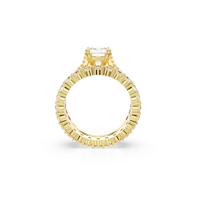 Swarovski Stilla Ring Round Cut White Gold-Tone Plated - Bluestreak Crystals