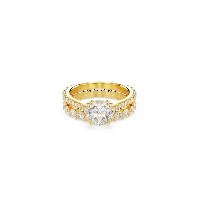 Swarovski Stilla Ring Round Cut White Gold-Tone Plated - Bluestreak Crystals