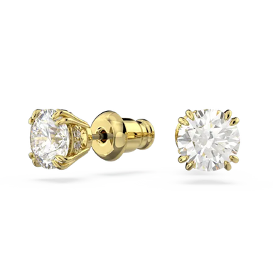 Swarovski Stilla Stud Earrings Round Cut White Gold-Tone Plated - Bluestreak Crystals