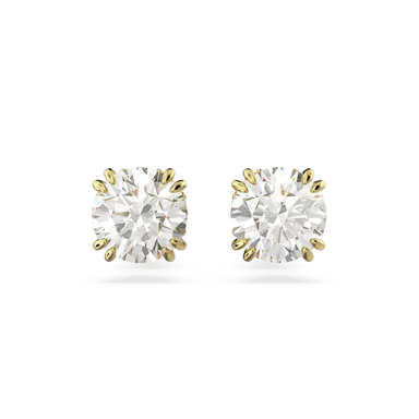 Swarovski Stilla Stud Earrings Round Cut White Gold-Tone Plated - Bluestreak Crystals