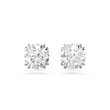 Swarovski Stilla Stud Earrings Round Cut White Rhodium Plated - Bluestreak Crystals