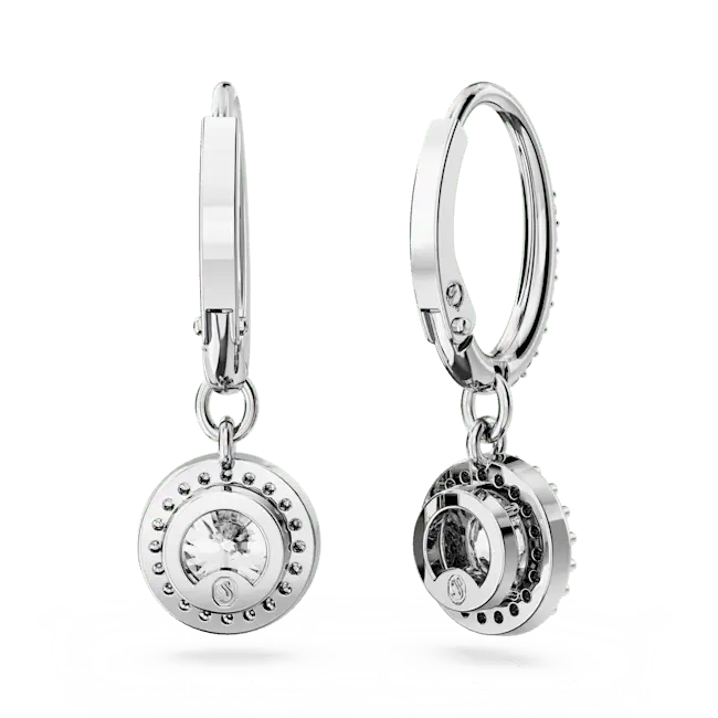 Swarovski Una Angelic Drop Earrings Round Cut Pave White Rhodium Plated - Bluestreak Crystals