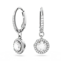 Swarovski Una Angelic Drop Earrings Round Cut Pave White Rhodium Plated - Bluestreak Crystals