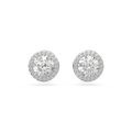 Swarovski Una Angelic Stud Earrings Round Cut Pave White Rhodium Plated - Bluestreak Crystals