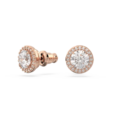 Swarovski Una Angelic Stud Earrings Round Cut Pave White Rose Gold-Tone Plated - Bluestreak Crystals