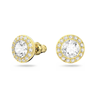 Swarovski Una Angelic Stud Earrings Round Cut White Gold-Tone Plated - Bluestreak Crystals