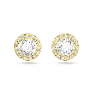 Swarovski Una Angelic Stud Earrings Round Cut White Gold-Tone Plated - Bluestreak Crystals