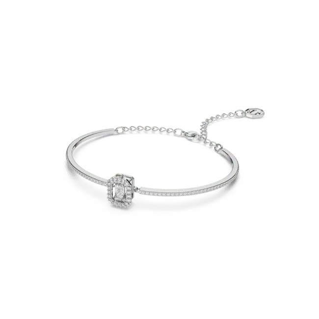 Swarovski Una Bangle Octagon Cut Pave White Rhodium Plated - Bluestreak Crystals