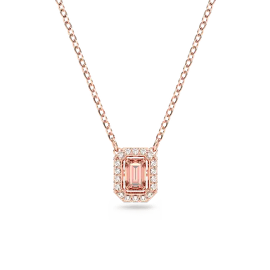 Swarovski Una Necklace Octagon Cut Pave Pink Rose Gold-Tone Plated - Bluestreak Crystals