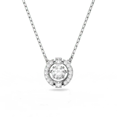 Swarovski Una Necklace Round Cut White Rhodium Plated - Bluestreak Crystals