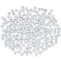 a pile of smooth round silver plated beads on a white background
