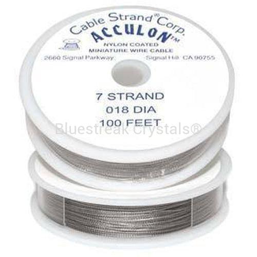 Acculon Nylon Coated Beading Wire 7 Strand-Threads-Silver/Bright - 7 Strand-0.018" 100 Foot - Pack of 1-Bluestreak Crystals