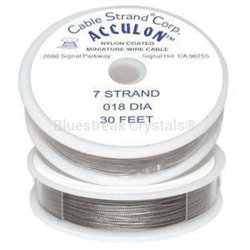 Acculon Nylon Coated Beading Wire 7 Strand-Threads-Silver/Bright - 7 Strand-0.018" 30 Foot - Pack of 1-Bluestreak Crystals