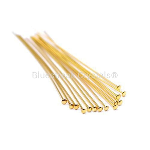 Gold Plated Flat End Headpins-Findings For Jewellery-1 Inch-Pack of 100-Bluestreak Crystals