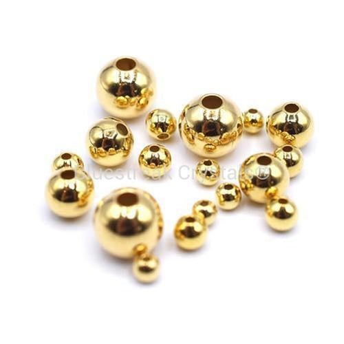 Gold Plated Smooth Round Beads-Findings For Jewellery-Bluestreak Crystals