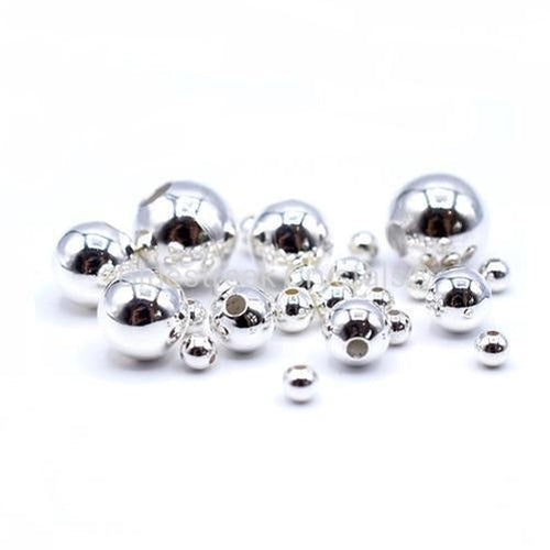 Silver Plated Smooth Round Beads-Findings For Jewellery-Bluestreak Crystals