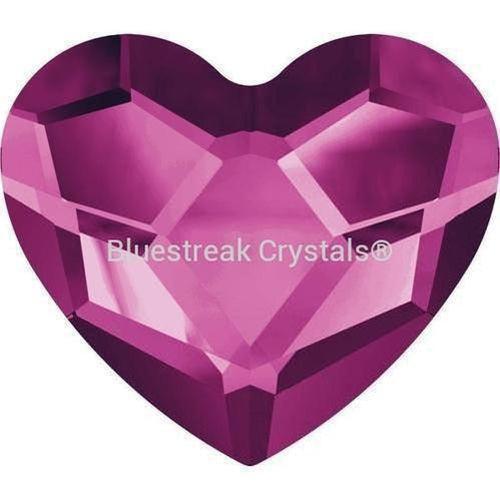 Swarovski Hotfix Flat Back Crystals Heart (2808) Fuchsia-Swarovski Hotfix Flatback Crystals-3.6mm - Pack of 10-Bluestreak Crystals